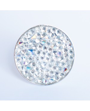 Grande bague argentée avec toupies en cristal de Swarovski Bagues fantaisie en perles, cristal et résine