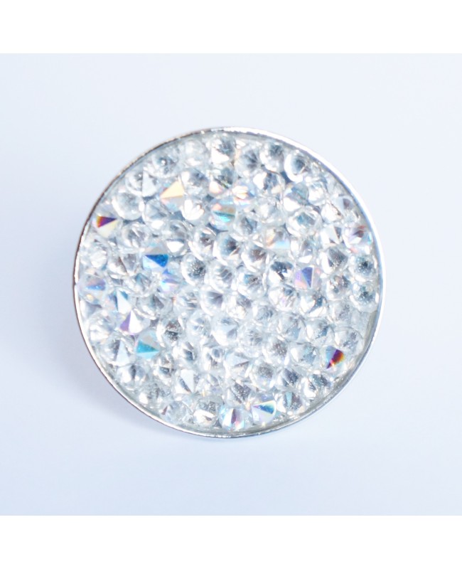 Grande bague argentée avec toupies en cristal de Swarovski Bagues fantaisie en perles, cristal et résine