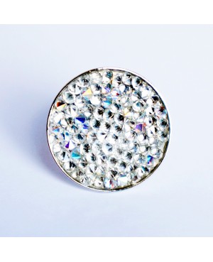 Grande bague argentée avec toupies en cristal de Swarovski Bagues fantaisie en perles, cristal et résine