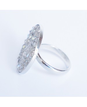 Grande bague argentée avec toupies en cristal de Swarovski Bagues fantaisie en perles, cristal et résine