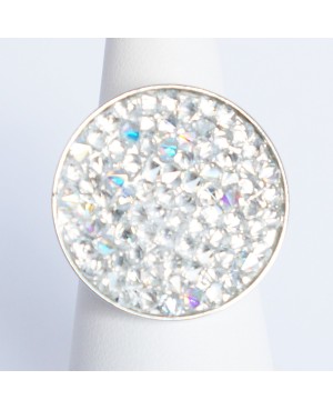 Large silver-plated ring with Swarovski crystal top Bead and Swarovski crystal rings