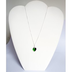 Collier coeur en cristal transparent vert