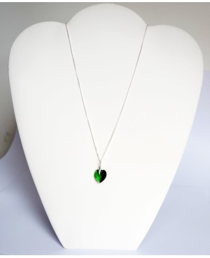 Collier coeur en cristal transparent vert Pendentifs coeur