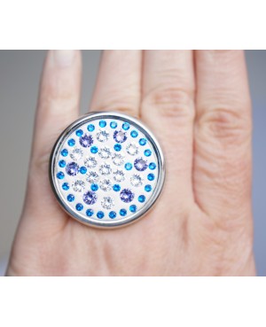 Grande bague multicolore imitation pierres précieuses Bagues fantaisie en perles, cristal et résine