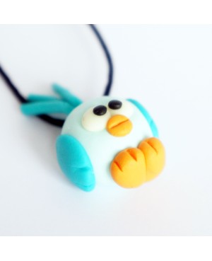 Green bird pendant Polymer clay pendants