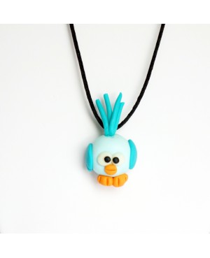 Green bird pendant Polymer clay pendants