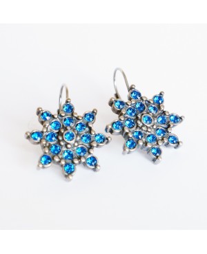 Boucles d'oreilles étoiles ou fleurs bleues Boucles d'oreilles en perles et cristal