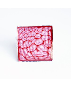 Antique pink scale-look ring Painted resin rings