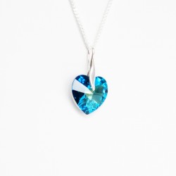 Collier coeur bleu en cristal