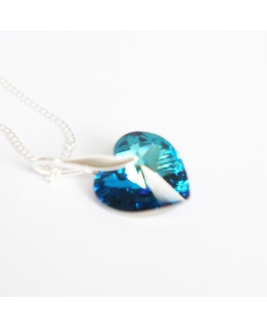 Collier coeur bleu en cristal Pendentifs coeur