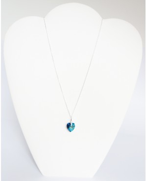 Collier coeur bleu en cristal Pendentifs coeur