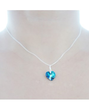 Collier coeur bleu en cristal Pendentifs coeur