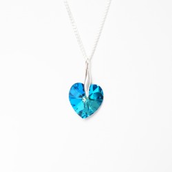 Blue crystal heart necklace