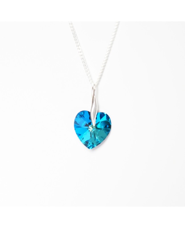 Collier coeur bleu en cristal