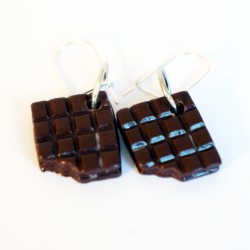 Boucles d'oreilles tablettes de carreaux de chocolat