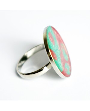 Green and red adjustable ring Painted resin rings