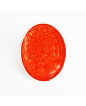 Bague ovale rouge - taille réglable Bagues en peinture et résine