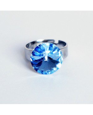 Bague imitation "saphir" bleu en cristal de Swarovski Bagues "solitaire" en cristal