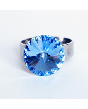 “Sapphire” blue Swarovski crystal ring “Solitaire” Swarovski crystal ring