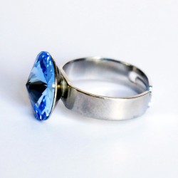 Bague imitation "saphir" bleu en cristal de Swarovski