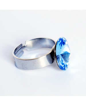 Bague imitation "saphir" bleu en cristal de Swarovski Bagues "solitaire" en cristal