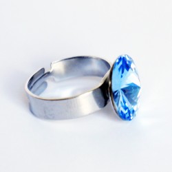 Bague imitation "saphir" bleu en cristal de Swarovski