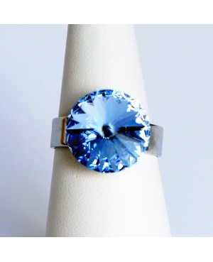 Bague imitation "saphir" bleu en cristal de Swarovski Bagues "solitaire" en cristal