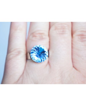 Bague imitation "saphir" bleu en cristal de Swarovski Bagues "solitaire" en cristal