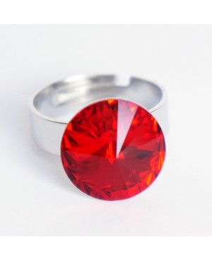 Bague imitation "rubis" rouge en cristal de Swarovski Bagues "solitaire" en cristal