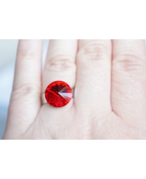 Bague imitation "rubis" rouge en cristal de Swarovski Bagues "solitaire" en cristal