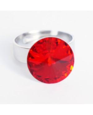 Bague imitation "rubis" rouge en cristal de Swarovski Bagues "solitaire" en cristal