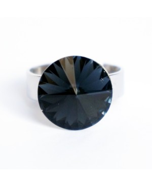 “Onyx” black Swarovski crystal ring “Solitaire” Swarovski crystal ring
