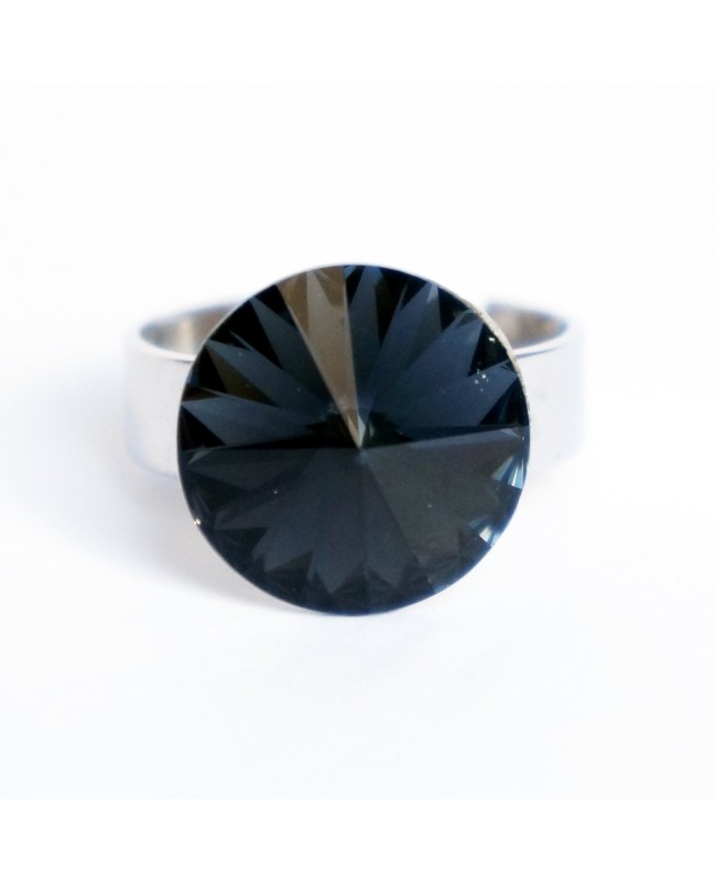 Bague imitation "onyx" noire en cristal de Swarovski Bagues "solitaire" en cristal