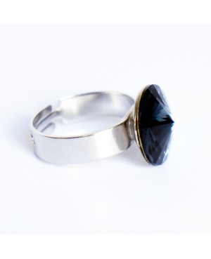 Bague imitation "onyx" noire en cristal de Swarovski Bagues "solitaire" en cristal