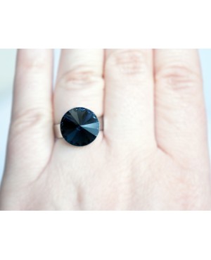 Bague imitation "onyx" noire en cristal de Swarovski Bagues "solitaire" en cristal