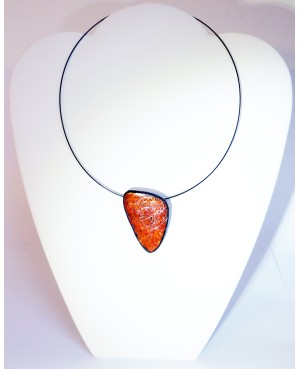Handmade triangular red pendant Polymer clay pendants
