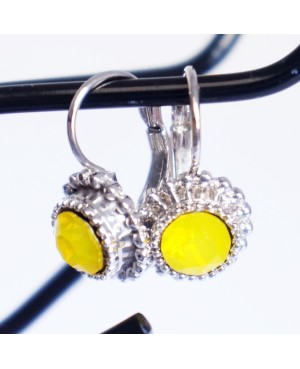 Yellow drop earrings Crystal and beaded earrings