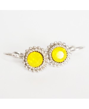 Yellow drop earrings Crystal and beaded earrings