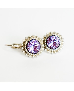 Pale purple drop earrings Crystal and beaded earrings