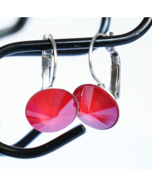 Red round drop earrings Crystal and beaded earrings