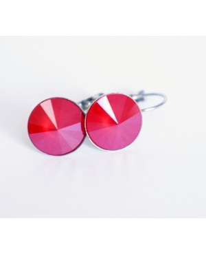 Boucles d'oreilles pendantes, rondes et rouges Boucles d'oreilles en perles et cristal