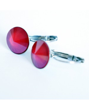 Boucles d'oreilles pendantes, rondes et rouges Boucles d'oreilles en perles et cristal