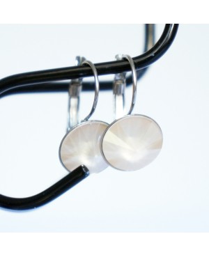 White round drop earrings Crystal and beaded earrings