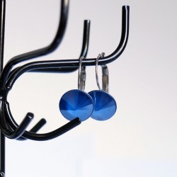 Boucles d'oreilles pendantes, rondes et bleues marines