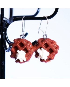 Waffle and chantilly cream earrings Quirky earrings