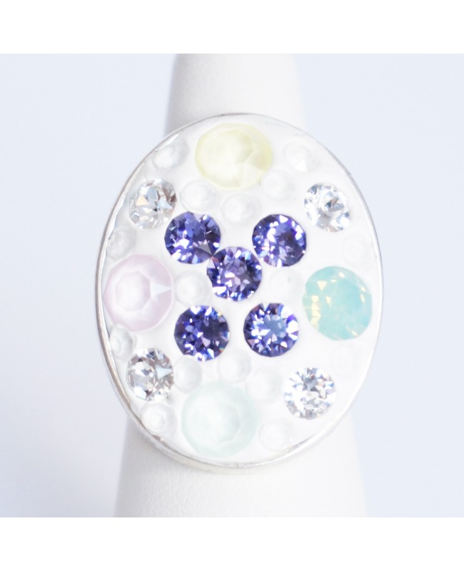 Bague multicolore ovale en cristaux de Swarovski