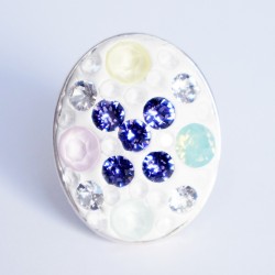 Bague multicolore ovale en cristaux de Swarovski