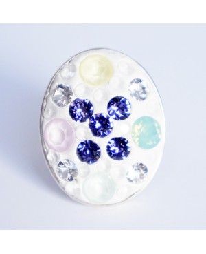 Multicoloured oval Swarovski crystal ring Bead and Swarovski crystal rings
