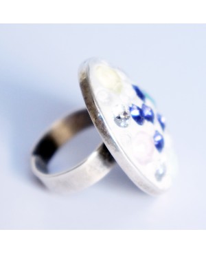 Bague multicolore ovale en cristaux de Swarovski Bagues fantaisie en perles, cristal et résine