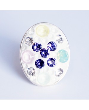 Bague multicolore ovale en cristaux de Swarovski Bagues fantaisie en perles, cristal et résine